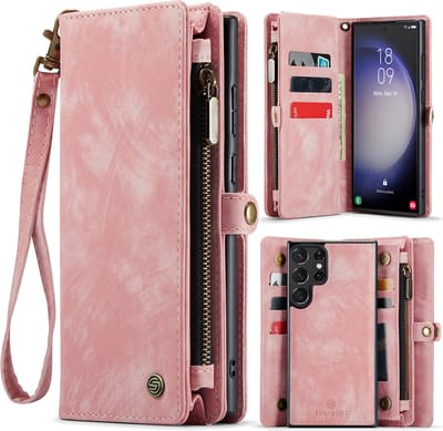 Geschikt Voor Samsung Galaxy S24 Ultra Hoesje Wallet - Solidenz Wallet Case S24 Ultra - Telefoon hoesje S24 Ultra - Portemonnee hoesje S24 Ultra - Roze