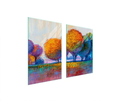 TMK ArtDeko - Glasplaatbeschermer - 65x52 cm - Drukken met Bomen - Hittebestendig