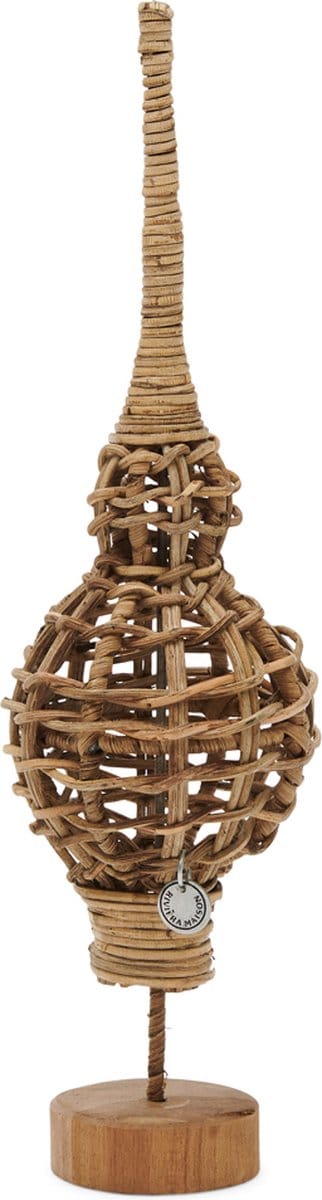 Riviera Maison RR Best Christmas Peak On Stand Kerstornament M - Piek op standaard - Rattan - 9cm x 31cm - Woondecoratie