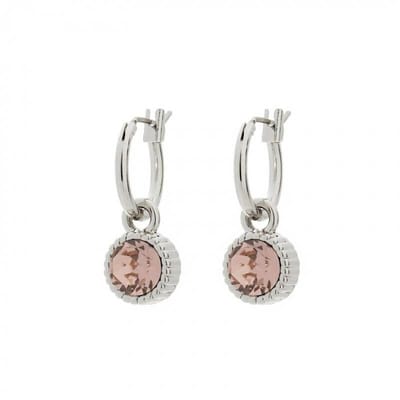 Biba Hang Oorbellen Zilver met Swarovski Steentje Vintage Rose