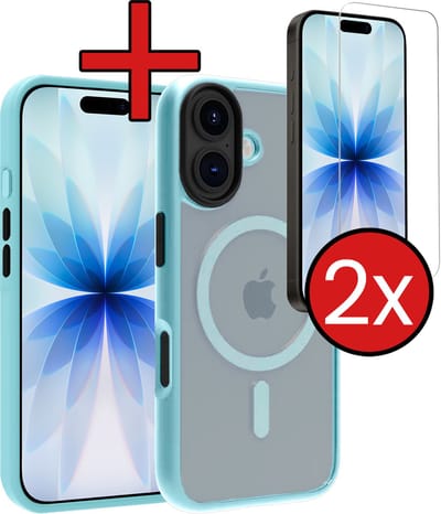 Hoes - Met 2x Screenprotector - Geschikt voor Apple iPhone 17 - Magsafe Compatible - Sterk & Shockproof - Back Cover - Shock Proof Case - Telefoon Hoes - Lichtblauw