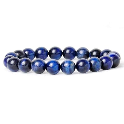 Bixorp Gems Blauwe Tijgeroog Edelstenen Armband - 8mm - Gepolijste Edelsteen Kralenarmband - 20cm