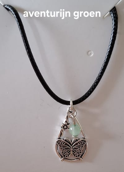 Aventurijn Groen Waterdruppel / Vlinder Ketting