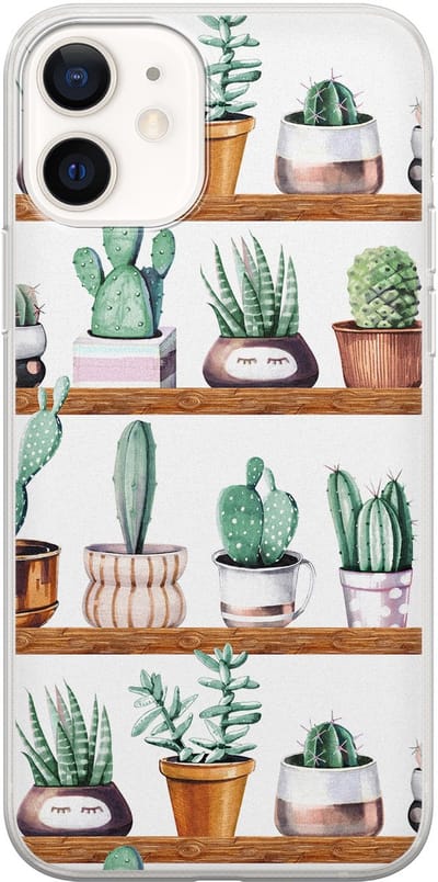Leuke Telefoonhoesjes - Hoesje geschikt voor iPhone 12 - Cactus - Soft case - TPU - Planten - Groen