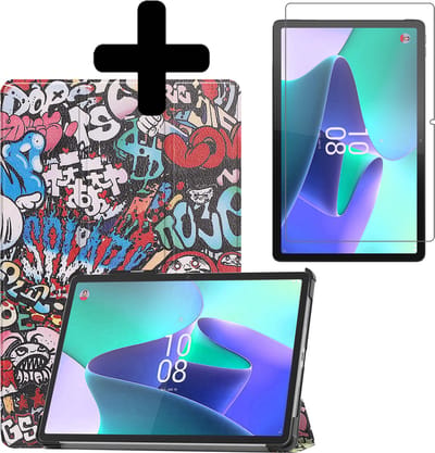 Hoes - Geschikt voor Lenovo Tab P11 Pro - Met Screenprotector - Trifold Bookcase - Hard Cover Case - Met Uitsparing Geschikt voor Lenovo Pen - Hardcover Book - Tablet Hoesje - Graffity