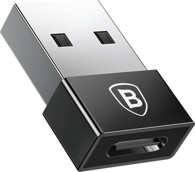 Baseus USB-A Male naar USB-C Female 2.4A Mini Adapter - Zwart
