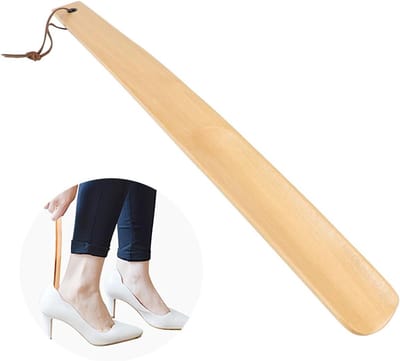Lange houten schoenlepel met handvat, compacte aantrekhulp voor mannen, vrouwen en kinderen, ideaal voor elke schoen