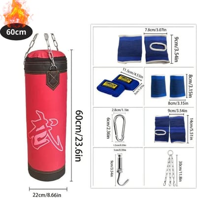 Nivard Bokszak - Bokspaal - Bokszak Ophangsysteem - Volwassenen - Kickboks Zak - Stootzak - Punching Bag - Boxzak - Sport - (Niet Gevuld) - 60cm - Rood