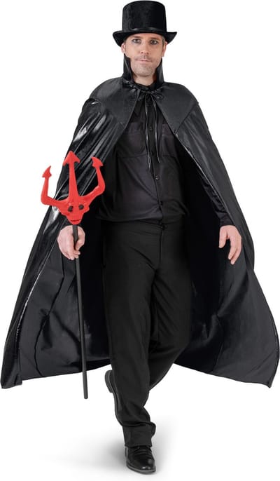 Funny Fashion Halloween Duivel/Vampier verkleed cape met opstaande kraag - volwassenen - zwart - polyester - one size