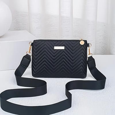 Elegante Enkelbandige Tas met Afneembare Riem, Ritssluiting, Modieuze Handtas, Geschikt voor Informele en Formele Gelegenheden zwart