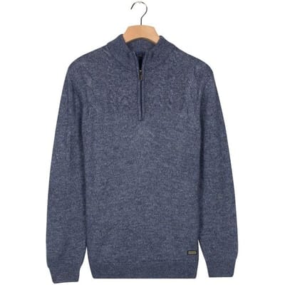 Baileys Trui Half Zip Single Stitch Top Front Cable Design Mid Denim Blue / male