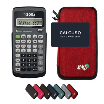 TI-30Xa incl. WYNGS Beschermhoes Rood - Wetenschappelijke Rekenmachine - Basis Pakket