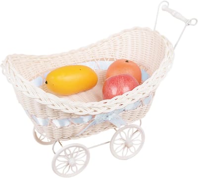 Decoratie Kinderwagen - Mobiele Mand - Ruimte Organiseren - Vier Wielen - 27x24x27 cm - Blauw