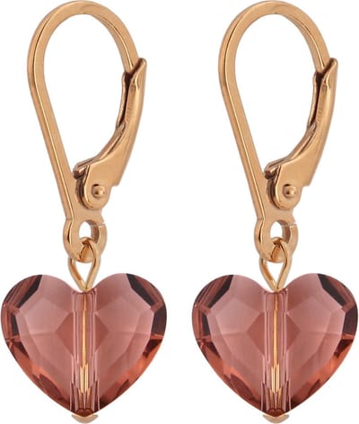 ARLIZI 1712 Oorbellen Hartje Swarovski Kristal roze - Roséverguld - 3 cm