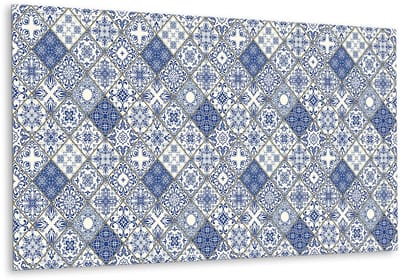 Tulup PVC Wandpaneel - Portugees Patroon Vinyl Wandpaneel - 100 cm x 50 cm - Blauw Zelfklevend Wandpaneel - 1 stuk - Wandpaneel Zelfklevend - Mozaïek Muurpaneel - Zelfklevend Wandpaneel - Plaktegels Keuken en Badkamer
