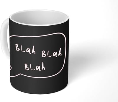 Mok - Koffiemok - Tekstwolkje - Donkergroen - BLAH BLAH BLAH - Mokken - 350 ML - Beker - Koffiemokken - Theemok - Mok met Tekst