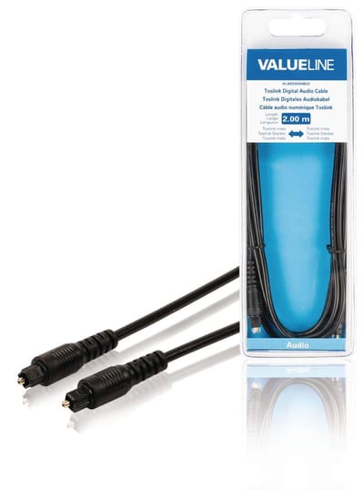 Valueline VLAB25000B20 Digitale Audiokabel Toslink Male - Toslink Male 2.00 M Zwart