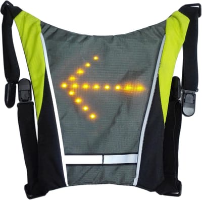 Reflecterend hesje met LED-verlichting en richtingaanwijzers GRIJS | met 4 CLIPS om te bevestigen aan een jas of rugzak | Verhoogde veiligheid tijdens het sporten, fietsen (steps/scooters/E-bikes), wandelen, lopen,...