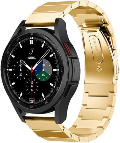 Strap-it Luxe metalen RVS bandje - geschikt voor Samsung Galaxy Watch 7 (40 & 44mm) / Galaxy Watch 6 40 & 44mm / Galaxy Watch 6 Classic 43mm & 47mm / Galaxy Watch 5 40 & 44mm / Galaxy Watch 5 Pro / Galaxy Watch 4 / 4 Classic / Watch FE - goud