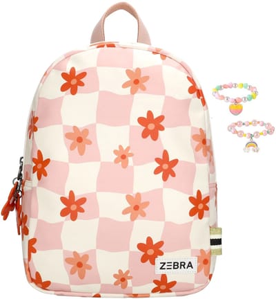 Zebra Rugzak Flowers Mila - bloemen - kinderrugzak, rugtas, kinderrugtas, schooltas + armbandje