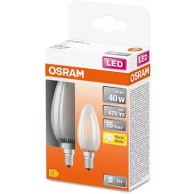 Osram Ledlamp Kaars Retrofit - D3,5cm - Warm Wit - E14 - 4w - 2 Stuks