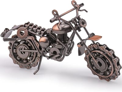 Retro Metalen Motorfiets Model met Kettingwiel - Uniek Kunstwerk voor Thuisdecoratie, Vintage Stijl en Collectorsitem
