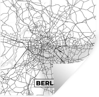 Muurstickers - Sticker Folie - Berlin - Kaart - Plattegrond - Stadskaart - 100x100 cm - Plakfolie - Muurstickers Kinderkamer - Zelfklevend Behang XXL - Zelfklevend behangpapier - Stickerfolie
