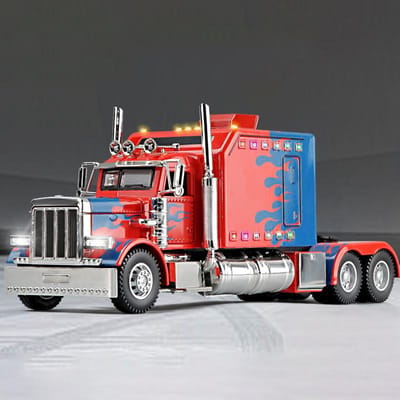 1:24 Peterbilt 389 Livrée Flamme Camion Semi-remorque Lourd Américain Tracteur Modèle Réduit en Alliage Métallique Moulé sous Pression Voiture de Collection Maison Tendance Affichage de Bureau Cadeau