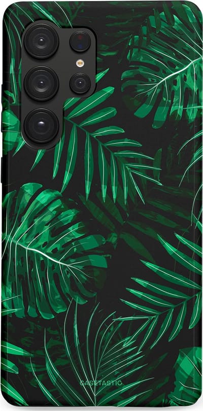 Casetastic hoesje geschikt voor Samsung Galaxy S25 Ultra - Dubbellaagse bescherming - Jungle blad - Fashion Case - Donkergroen Zwart