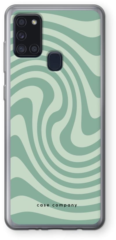 Case Company® - Hoesje geschikt voor Samsung Galaxy A21s hoesje - Swirl Groen - Soft Cover Telefoonhoesje - Bescherming aan alle Kanten en Schermrand
