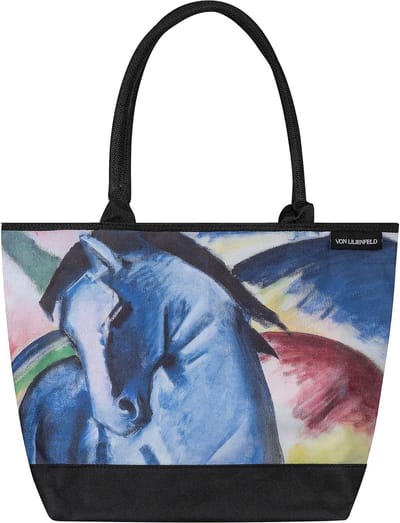 Grote Dames Shopper Tas met Blauw Paard Kunstprint - Strandtas en Handtas