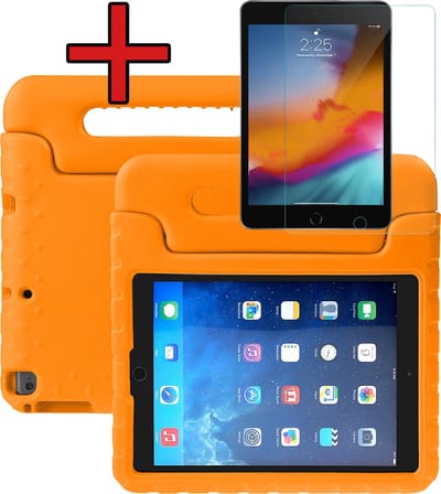 Hoesje - Geschikt voor Apple iPad Air 3 (2019) - 10.5 inch - 3e Generatie - Met Screenprotector - Kinderhoes - Shockproof Bumper - Kidsproof Case - Tablethoes - Kinder Hoes Cover - Oranje