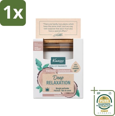 1 x Kneipp - Geurkaars - Deep Relaxation - Sandelhout & Patchouli - 20 branduren- Geurkaars - Ontspanning - Sandelhout - Patchouli - Wellness
