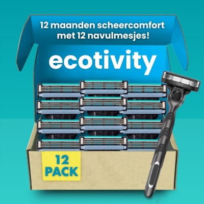 Ecotivity Luxe Scheermesjes 12x - Scheermesjes - 3-Blade Opzetstukken - Geschikt voor Mach 3 Type Houders - Scheermes - Voor Een Gladde Huid - Navulmesjes - Voordeelverpakking