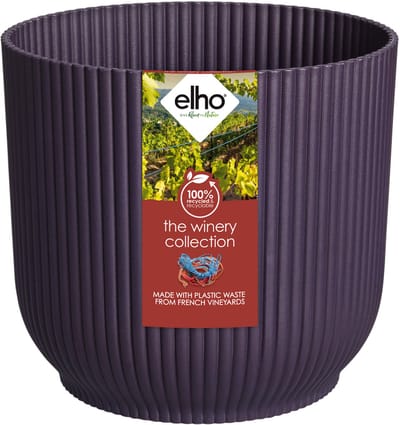 Elho The Winery Collection 16 - Bloempot voor Binnen - 100% Gerecycled Plastic - Ø 16.1 x H 14.8 cm - Donkerpaars