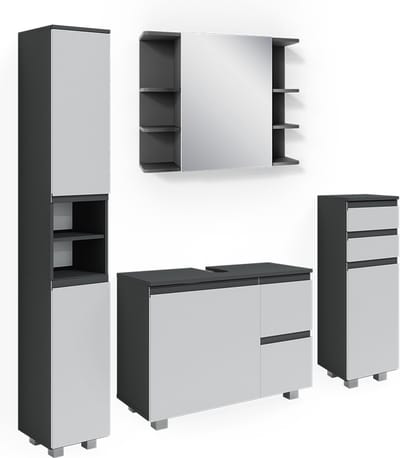 Vicco J-Shape Badkamermeubel set – 4 delen Antraciet