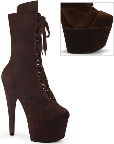 Pleaser - ADORE-1045VEL Plateau Laarzen, Paaldans schoenen - US 6 - 36 Shoes - Bruin
