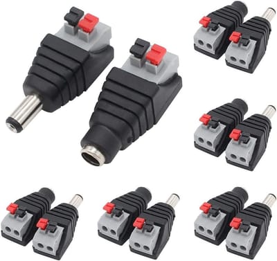 DC Stroomconnector Set (6 paar) 5.5mm x 2.1mm Schroefverbinding voor LED Strip en CCTV