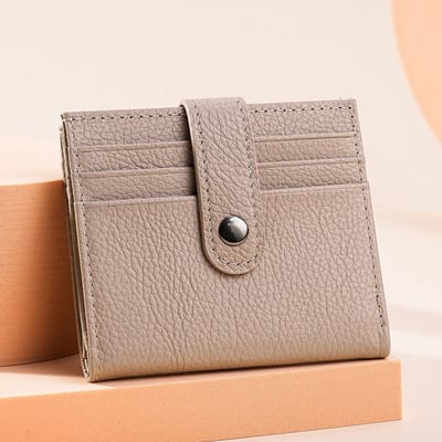 KZQ Dunne Bifold Portemonnee Voor Dames Van Echt Leer - Rfid Blokkerend Met Rits Voor Munten En Id Venster - Lichtroze