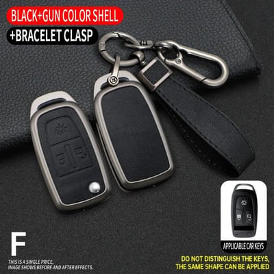 Zinklegering + Leer Auto Sleutelhoes Cover Huid Houder Voor Daf 106 Cf Euro 6 Xg Xf Vrachtwagen Flip Afstandsbediening Sleutel Beschermhoes