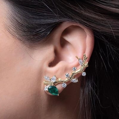 Boucles d'oreilles à clip Huitan Personnalité Branche Escalade pour Femmes Clous d'oreille Piercing Accessoires de Mariage de Fiançailles de Mariée de Luxe 2022