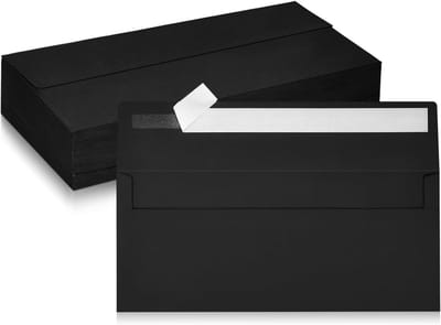 50 Zwarte Enveloppen - Zelfsluitend Zakelijk Brievenformaat voor Facturen en Kaarten