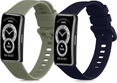 kwmobile 2x horlogebandjes geschikt voor Huawei Band 10 / 9 / 8 bandje - Smartwatch bandjes van TPU - Activity tracker horloge band in donkerblauw / pastelgroen