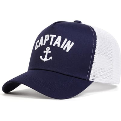 Casquettes de Baseball en Maille Unisexes Broderie Lettres Premier Officier/Capitaine Printemps et Été Extérieur Réglable Casquettes Décontractées Chapeau Anti-Soleil white