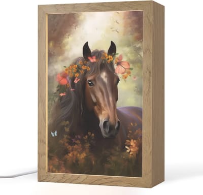 Nachtlampje 20x30 cm - Kinder lampje - Paard - Dieren - Bloemen - Bos - Vlinder - Tafellamp kinderkamer - Slaapkamer lamp - Bedlamp kinderen - Kinderlampje stopcontact - Wandlamp babykamer - Nachtlampjes