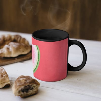 Magische Mok - Foto op Warmte Mokken - Koffiemok - Watermeloen - Rood - Zomers - Magic Mok - Beker - 350 ML - Theemok