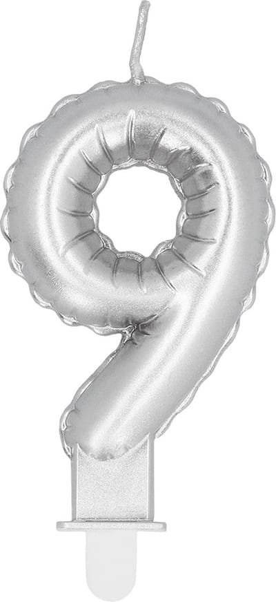 Boland - Kaarsje '9' zilver 9 Zilver - Geen thema - Verjaardag - Jubileum