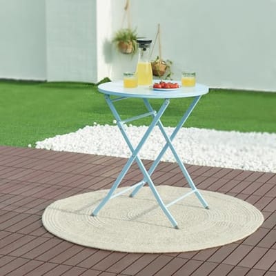 Inklapbare tuintafel - Klaptafel ronde tafel - Buiten genieten - Ruimtebesparend ontwerp - Ø62x71 cm - Hemelsblauw