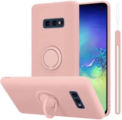 Cadorabo Hoesje geschikt voor Samsung Galaxy S10e in LIQUID ROZE - Beschermhoes van flexibel TPU silicone Case Cover met ring