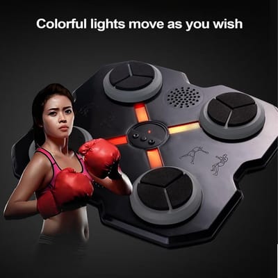 Muziek Bokstrainer - Boksmachine met Muziek - Thuis Fitness - Interactieve LED Verlichting - 29 x 29 x 6 cm